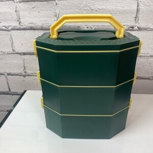 Bento Lunch Box Stackable 3 Tiers With Utensils Green NWT Bento Box Food Storage